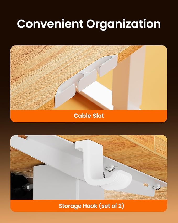 ErGear Height Adjustable Electric Standing Desk, 63 x 28 Inches Sit Stand up Desk, Large Memory Computer Home Office Desk with Two-Piece Desktop (Light Vintage Brown)