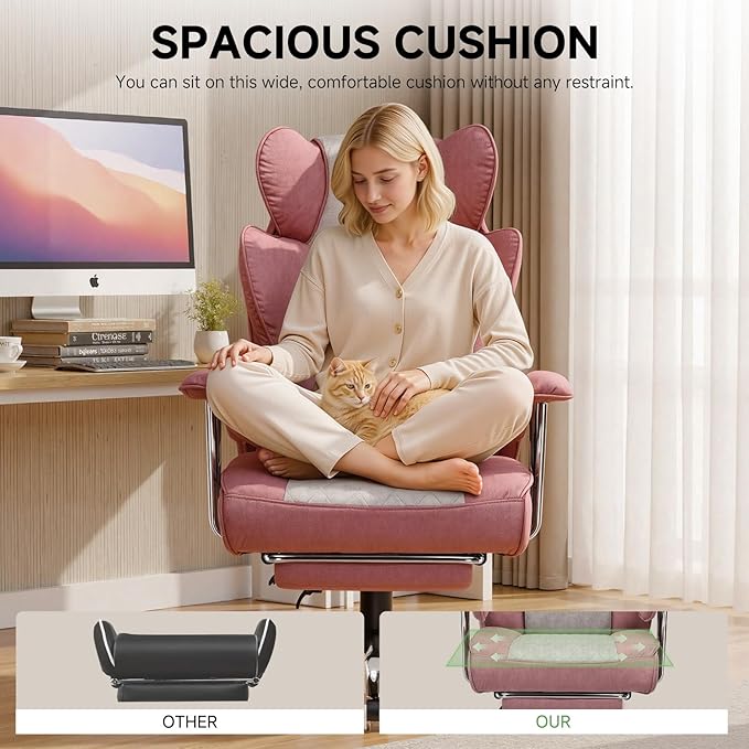 COMHOMA Big and Tall Gaming Chair with Pocket Spring Lumbar Support, Ergonomic Office Chair with Footrest, Executive Desk Chair with Outward Fixed Soft Armrests, Computer Chair with High Back, GYPK