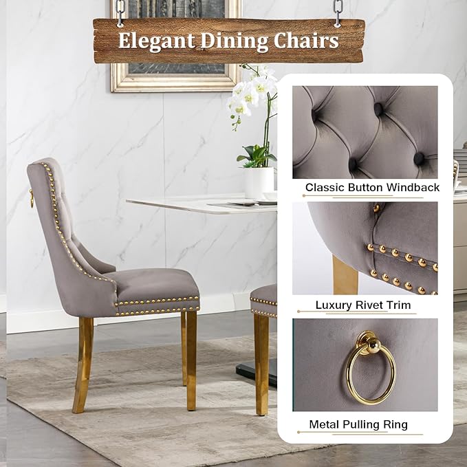 70" Faux Marble Dining Table Set for 6, 7-Piece Dining Set with White Gold Kitchen Table and 6 Velvet Tufted Chairs, Modern Rectangular Dining Room Table with X-Shape Stainless Steel Base