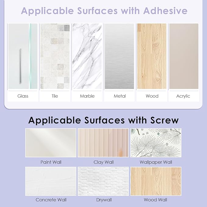 VIS'V Key Holder Wall Mount, Compact Adhesive Key Rack with Tray, 6 Hooks, 2 Mount Options, White