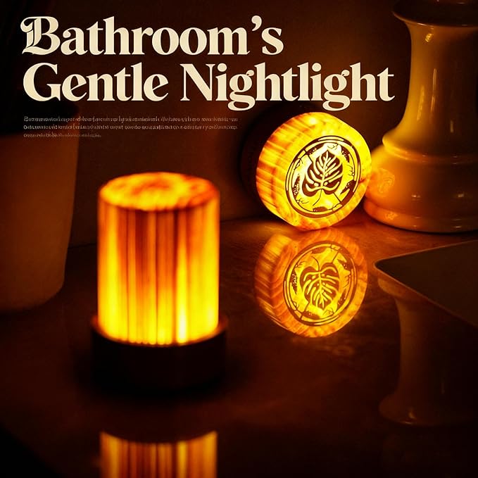 LED Night Light Bedside Mood Lamp Touch Wood Warm Light Festival Cordless Portable Table Lamp Restaurant Bedroom Bar Coffee Outdoor Camping Birthday Gifts for Women Mom Baby Kids (Short)