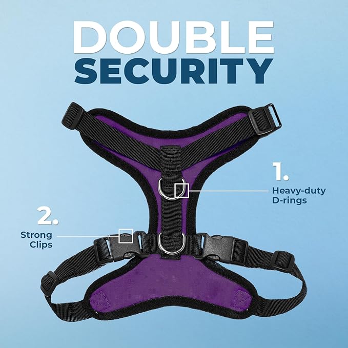 Voyager Step-in Pet Harness - All Weather Mesh, Adjustable Step in Harness for Cats and Dogs by Best Pet Supplies - Purple/Black Trim, L