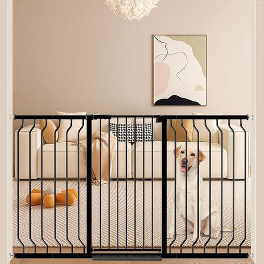 ALLAIBB Black 40.55" Extra Tall Wide 29.92-63.38" Baby Gate Pressure Mounted Walk Through Child Kids Safety Toddler Tension Pet Dog Gates with Extension for Doorways Kitchen