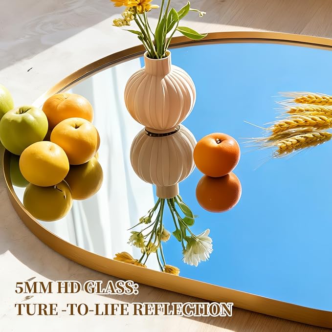 Oval Full Length Mirror, 60"×30" Wall-Mounted Mirror with Metal Frame, Ultra-Clear Explosion-Proof Dressing Mirror, Simple and Classic Deco for Cloakroom/Bedroom/Living Room, Gold