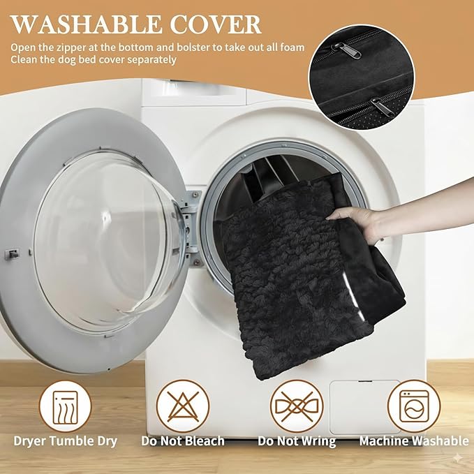 Comfort Expression XXL Orthopedic Dog Bed for Extra Large Dogs, Waterproof Orthopedic Foam Dog Beds, Washable Dogs Sofa Beds with Removable Cover & Non-Slip Bottom(XX-Large,Grey)