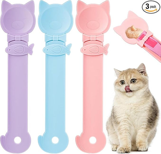 Yolev 3pcs Cat Treat Squeeze Spoon Multi-Function Lickable Dispenser Cat Strip Feeders Spoon Wet Food Puree Dispenser Feeding for Liquid Snack Puree Bisque Puppies Small Pets Pet Supplies