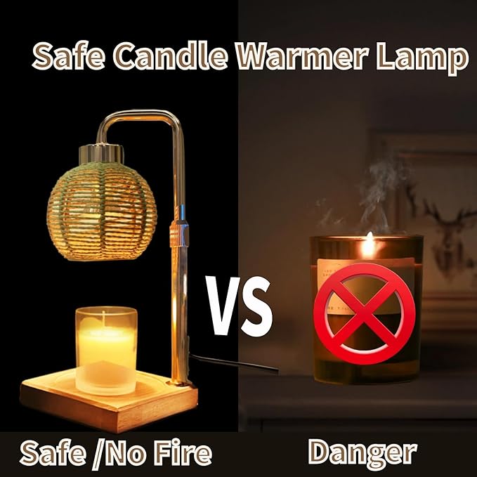 Candle Warmer Lamp - Electric Candle Lamp with Timer, Adjustable Dimmable & Height Wax Warmer Lamp for Melting Heating Small Jar Candles Scented Candle Warmer, Gifts for Home/Bedroom Decor(Gold)