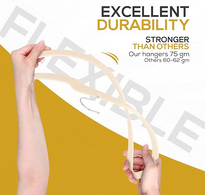 50 Pack New Premium Quality Velvet Hangers Ultra Thin Non Slip Adult Felt Space Saving Hangers for Closet Heavy Duty Coat Pants Jackets Dress Hangers 360° Swivel Hook Hold Upto 10 lbs Ivory