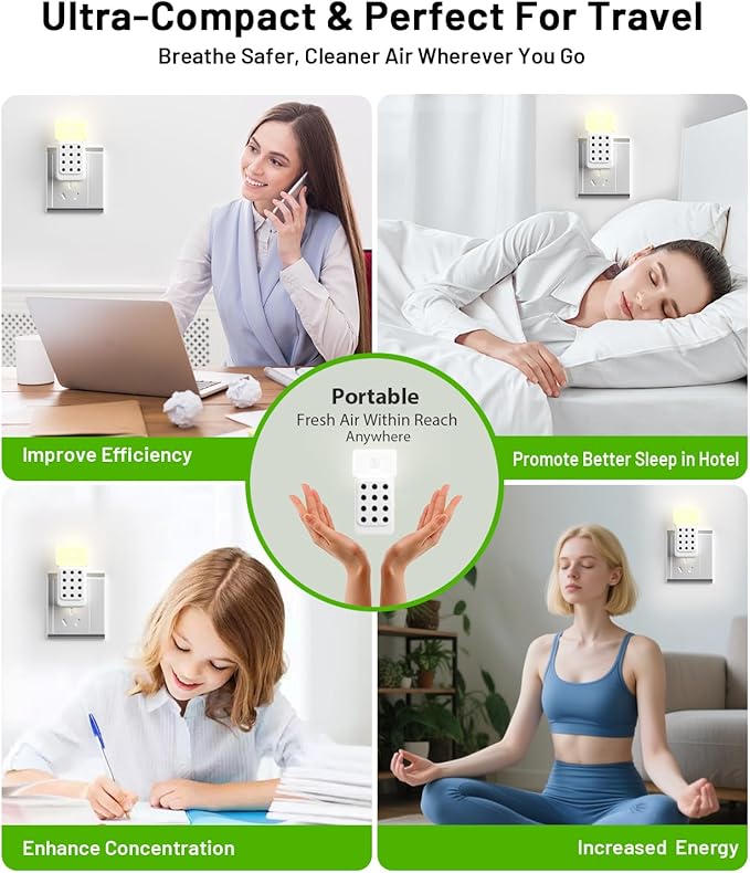 ySky Plug In Air Purifier for Home(3Packs), Negative Ion Air purifiers with LED Motion Sensor Night Light,Quiet Mini Air Ionizers for home,Bathroom,Bedroom,Portable Air ionizer for Odor,Pet smell