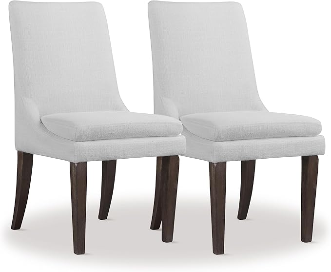 Upholstered Dining Chairs Modern Sidechair Performance Fabric High Back Armlesschair for Diningroom Kitchen,White,Set of 2(1 Box)