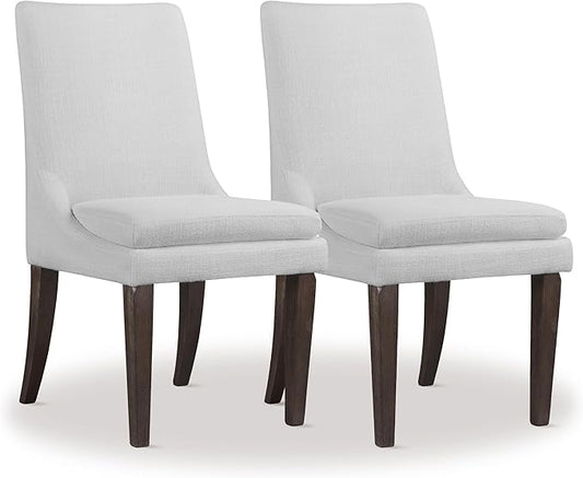 Upholstered Dining Chairs Modern Sidechair Performance Fabric High Back Armlesschair for Diningroom Kitchen,White,Set of 2(1 Box)