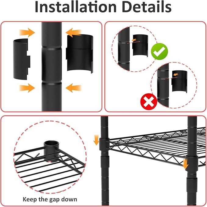 5 Tier Shelving Unit, 176 LBS Per Shelf Height Adjustable Narrow Storage Shelves, Heavy Duty Metal Garage Metal Shelves for Kitchen, Restaurant, Pantry, Laundry, 23"x 13.4"x 59", Black
