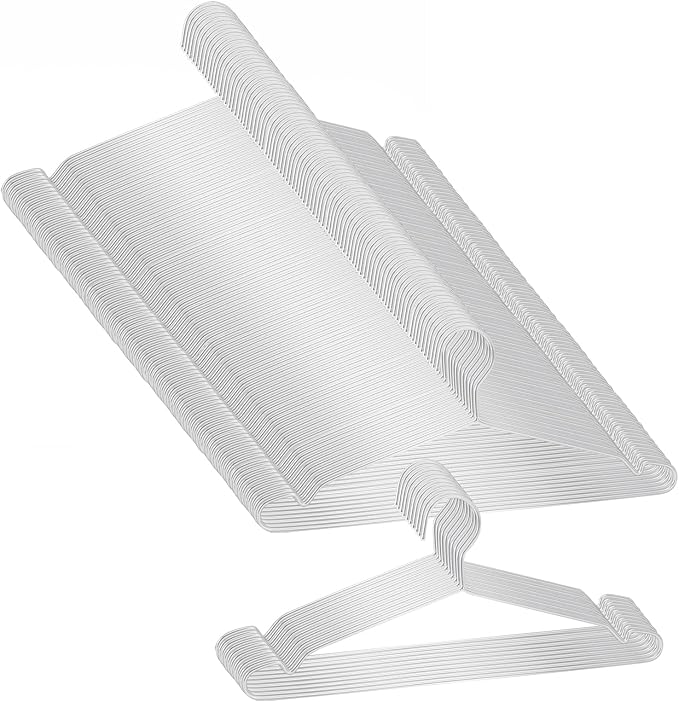 Clothes Hangers 100 Pack - Heavy Duty Stainless Steel Metal Hangers, Ultra Thin Space Saving Wire Coat Hangers with Non-Slip Shoulders (16.5 Inch)