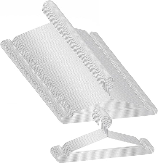 Clothes Hangers 100 Pack - Heavy Duty Stainless Steel Metal Hangers, Ultra Thin Space Saving Wire Coat Hangers with Non-Slip Shoulders (16.5 Inch)