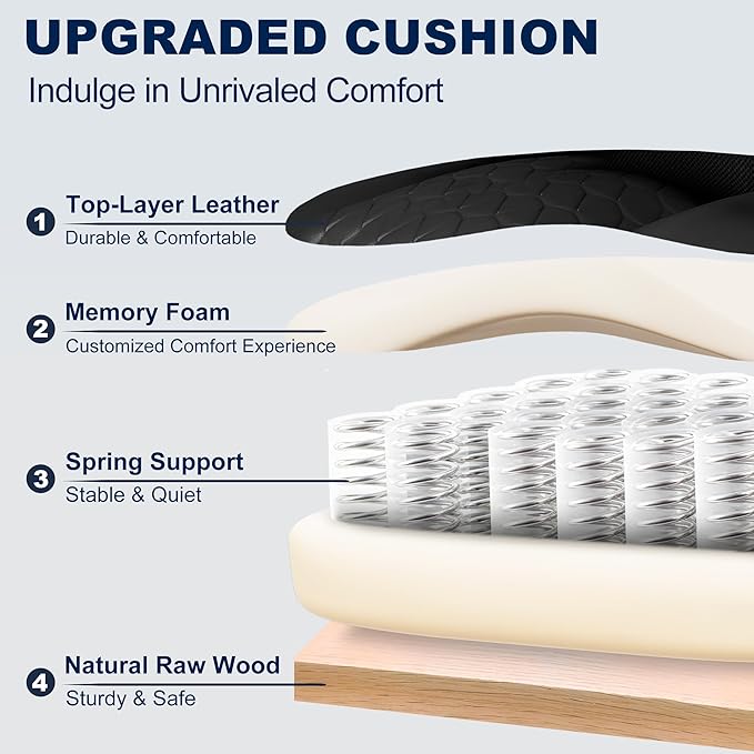 Misolant Big and Tall Office Chair with Footrest, High Back Executive Desk Chair with Adjustable Lift Armrest, 155°Recline，Lumbar Support Pillow, Faux Leather Gaming Chairs for Home or Office Black