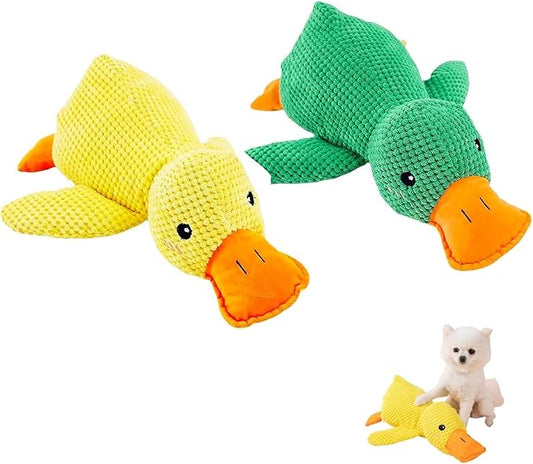 2024 New Calming Duck Dog Toy, Emotional Support, Yellow, Plush, Interactive for Boredom, Dog Companion, Large 17.7*15in