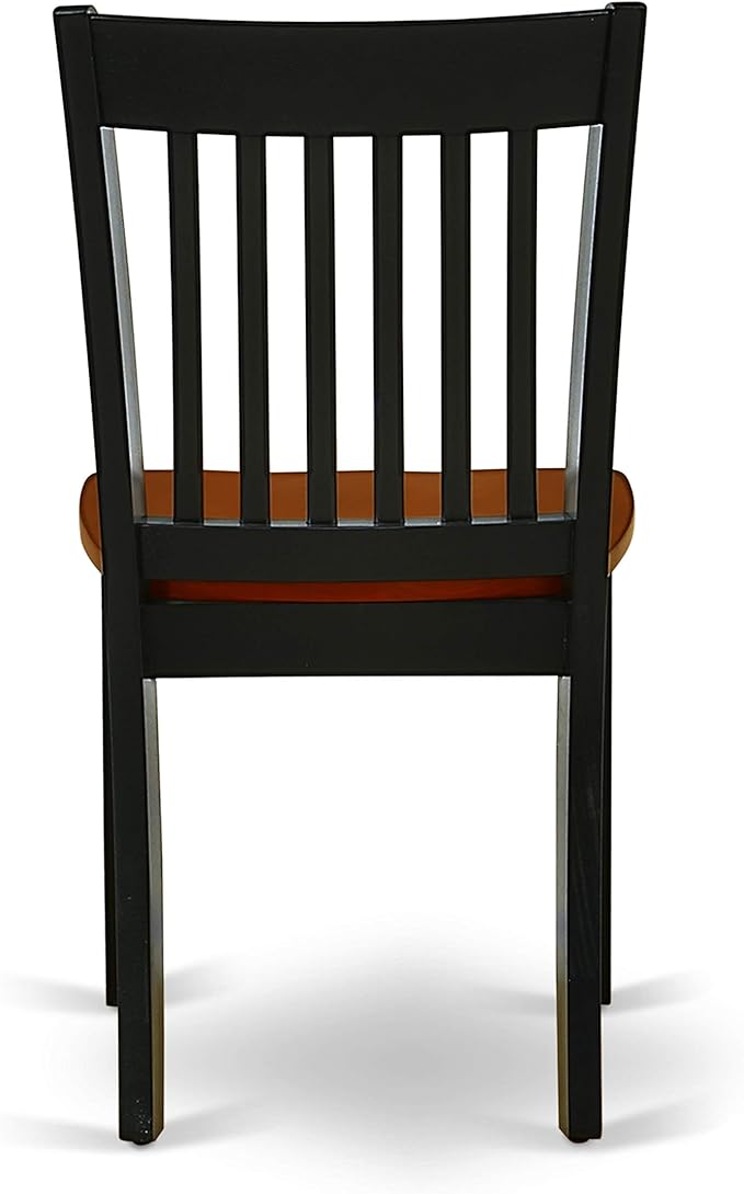 East West Furniture NFC-BCH-W Norfolk Dining Chairs - Slat Back Wood Seat Kitchen Chairs, Set of 2, Black & Cherry