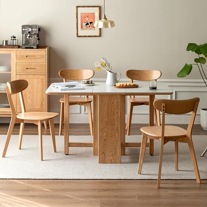 Solid Wood Dining Chairs Set of 2 - FAS-Grade North American Oak,Heavy Duty Dining Chair with Ergonomic Curved Back,Dining Chairs for Heavy People,Easy Assembly,400 lb Capacity