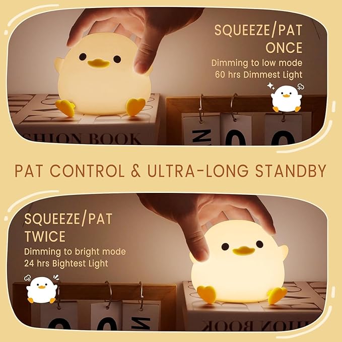 Duck Lamp, Cute DoDo Duck Night Light , Dimmable Ducky Night Lamp, Silicone LED Squishy Nursery Nightlight for Kids , Rechargeable Bedside Touch Animal Lamp, Dorm Decor Xmas Gift Toy for Baby/Kids