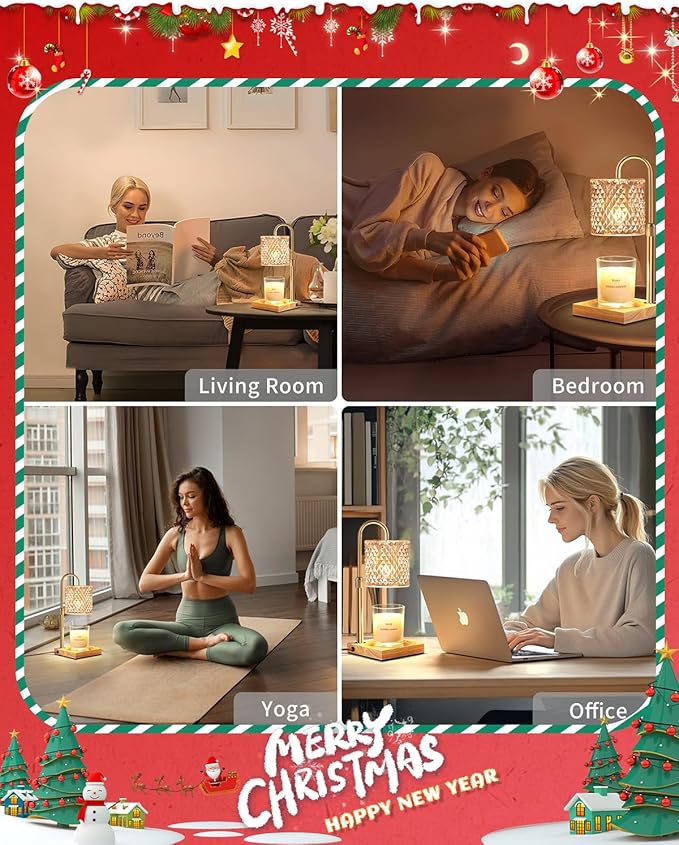 Candle Warmer Lamp with Timer Dimmer Adjustable Height, Candle Warmer with 2 Bulbs for Jar Candles, Home Decor, Birthday Gifts for Women