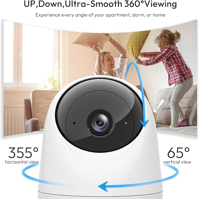 Rraycom Indoor Camera 5G&2.4G WiFi,2K Security Cameras for Home Security,360°Pan & Tilt, Dog/Pet Baby Camera with Motion Tracking& Sound Detection, 2-Way Audio, Night Vision,Siren,Works w/Alexa