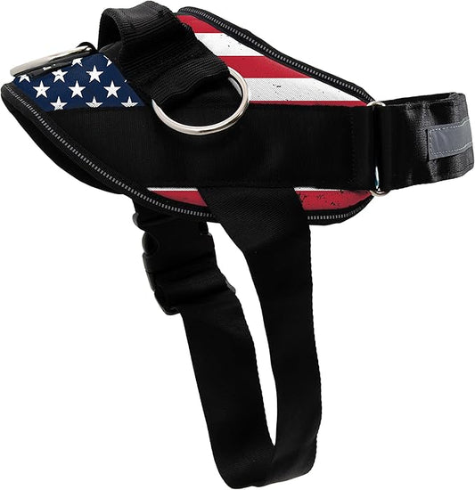 ShawnCo Essential Dog Harness, No-Pull Pet Vest with 3 Leash Clips, No Choke, Reflective, Adjustable and Padded, for Easy Walking and Training for Small, Medium and Large Dogs (Stars and Stripes, M)