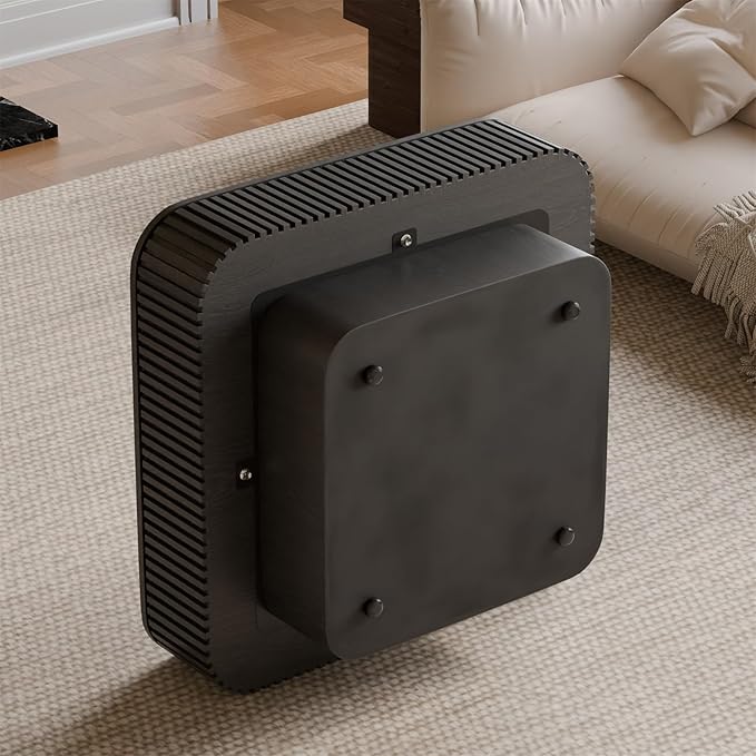 Square Coffee Table for Living Room,Fluted Drum Accent Tea Center Table with Storage,Solid Wood Modern Coffee Tables for Small Space Office Apartment (31.5" L×31.5''W×14''H-Black)