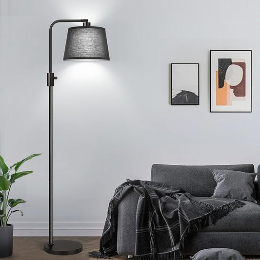 Nintiue [Upgraded] Dimmable Floor Lamp, 1000 Lumens LED Edison Bulb Included, Black Shade, Modern Arc Standing Tall Floor Lamp for Living Room Bedroom Office Dining Room