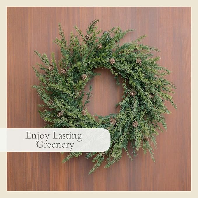 CG Hunter Holiday Collection Faux Wreath, Premium Artificial Indoor and Outdoor Large 28" Pinecone Christmas Wreath, Christmas Decorations and Holiday Greenery