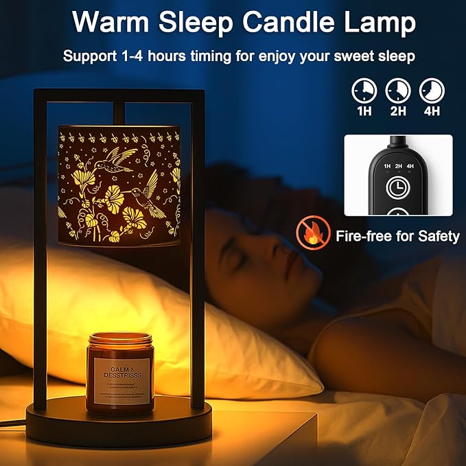 Candle Warmer Lamp with Timer Wax Melt Warmer for Scented Jar Candles Candle Lamp Warmer Gifts for Mom Christmas Gifts, House Warming Gifts New Home Office Dorm Room Fall Decor (Hummingbird)