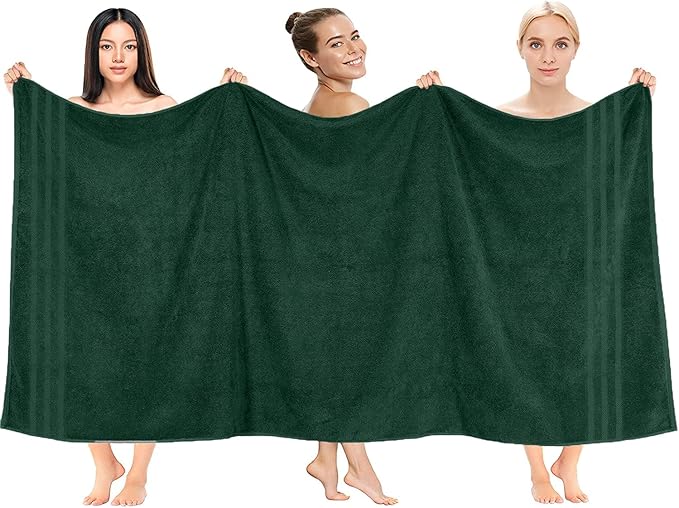 DAN RIVER 2 Pack Luxury Bath Sheets 35x70, 600 GSM, Soft & Quick Dry 100% Ring Spun Cotton Towels Ideal for Hotels, Spas, Gyms & Salons Extra Large, Hunter Green