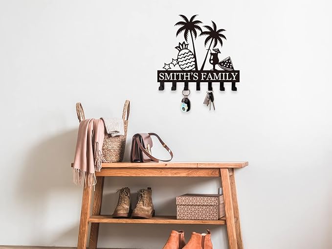 Custom Metal Key Holder for Wall,Name Key Holder,Wall Mounted Key Racks,Family Name Key Hooks, Towel Hooks Wall Mount