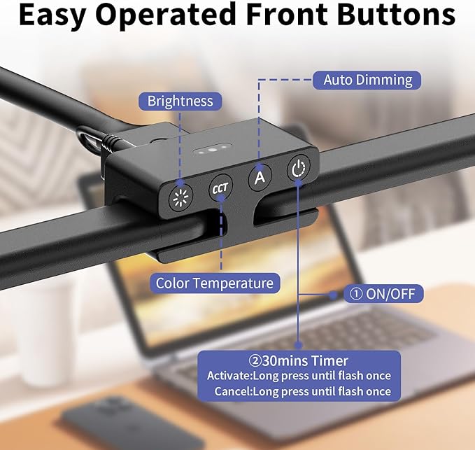 EppieBasic Led Desk Lamp,24W 31.5IN Architect Double Head Desk Lamps for Home Office,Dimmable & 6 Color Modes Extra Bright Modern Table lamp with Base,Overhead Computer Lighting for Workbench Monitor