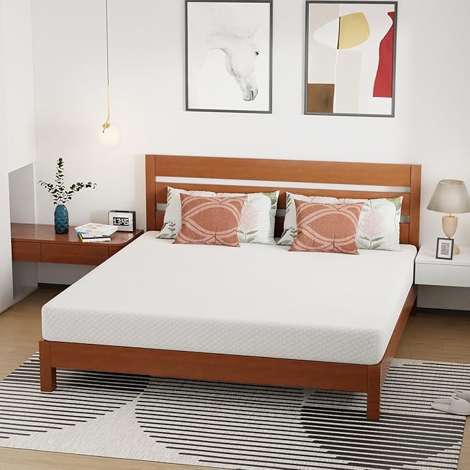 FDW | 8 Inch King Mattress | Medium Firm | Gel Memory Foam Mattress | White | Bed in a Box, CertiPUR-US Certified | Pressure Relief, Cooling Ventilated Foam | Washable Removable Cover