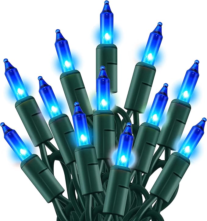 Dazzle Bright Blue Christmas Mini String Lights, 20FT 100 Count Incandescent Waterproof Fairy Lights Plug in, Connectable Christmas Decorations for Indoor Outdoor Home Party Garden Yard