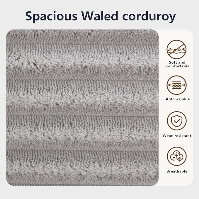 Fefances Loveseat Sofa Bed Boneless Couch, Convertible 2-in-1 Design, Corduroy Fabric - Compact Memory Foam Couch for Small Spaces, Apartments, Home Office & Bedroom （Grey）