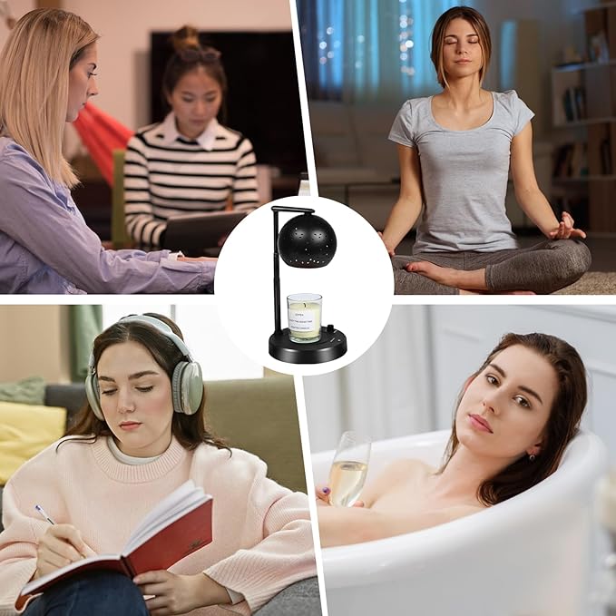 Candle Warmer Lamp with Timer, Candle Warmer Lamp Adjustable Height with 2 Bulbs, Dimmable Electric Candle Warming Lamp for Scented Jar Candles, Home Decor, Black