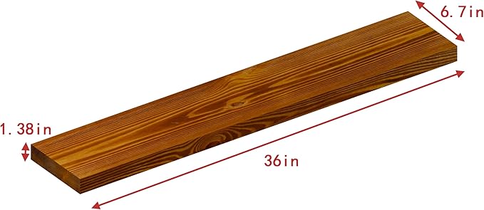 foxsky 36 Inch Solid Pine Wood Floating Shelves for Wall with Hidden Brackets, Rustic Farmhouse Wall Mounted Shelf for Bathroom, Living Room, Bedroom, Kitchen, Office Decor (Honey Oak)