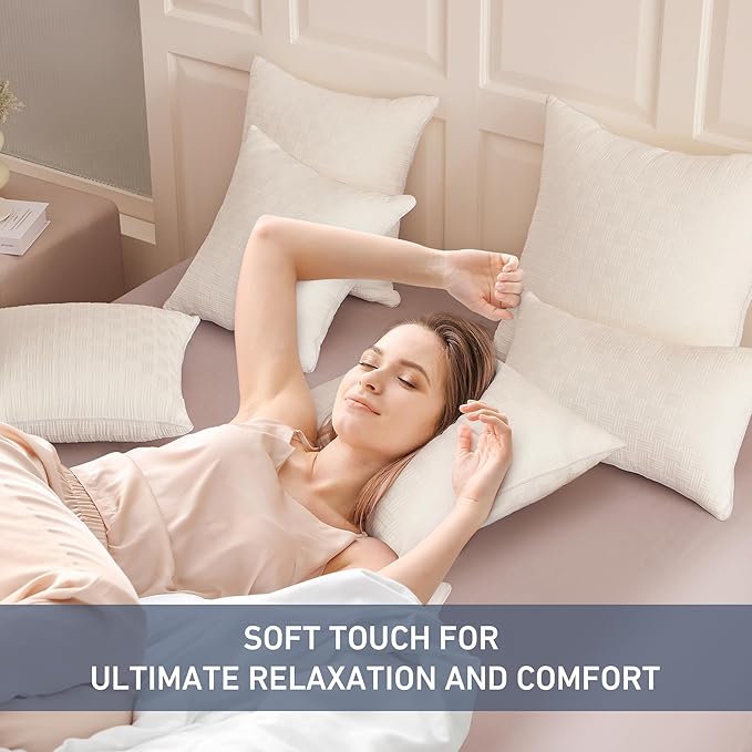 Leeden 18x18 Pillow Inserts Set of 2, Soft and Fluffy Throw Pillow Forms for Couch and Bed, 18 Inch Square Decorative Pillow Inserts, Beige