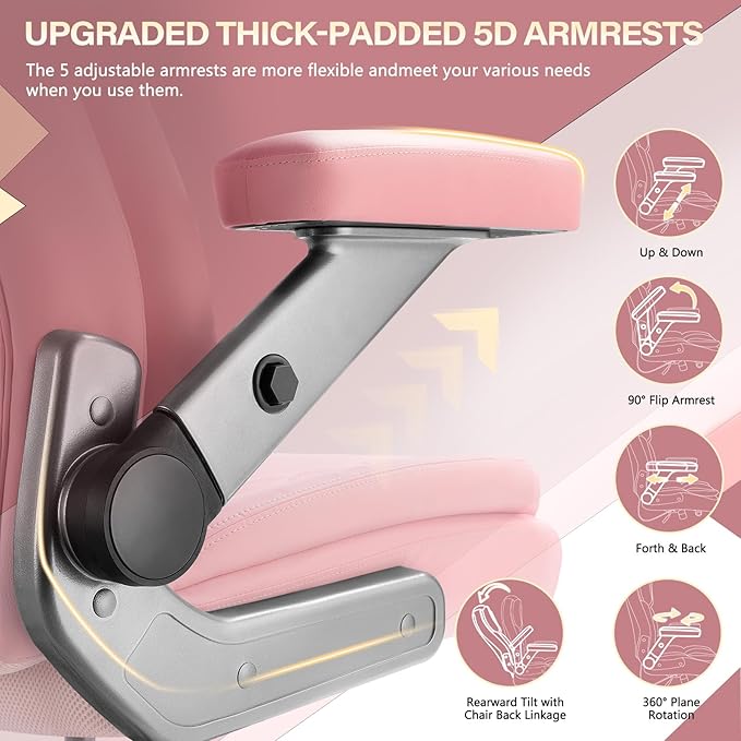 650LBS Big and Tall Office Chair with 5D Flip Arms and Thick Pocket Spring Cushion, Extra Wide Heavy Duty Office Chair with Adjustable Lumbar Support, Large High Back Computer Chair Dual Rubber Wheel