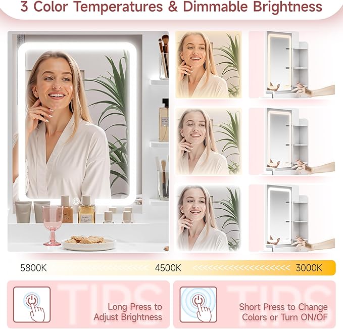 Small Vanity Desk for Mini Space: Compact Makeup Table Set for Tiny Bedroom - Space Saving Vanity for Girls