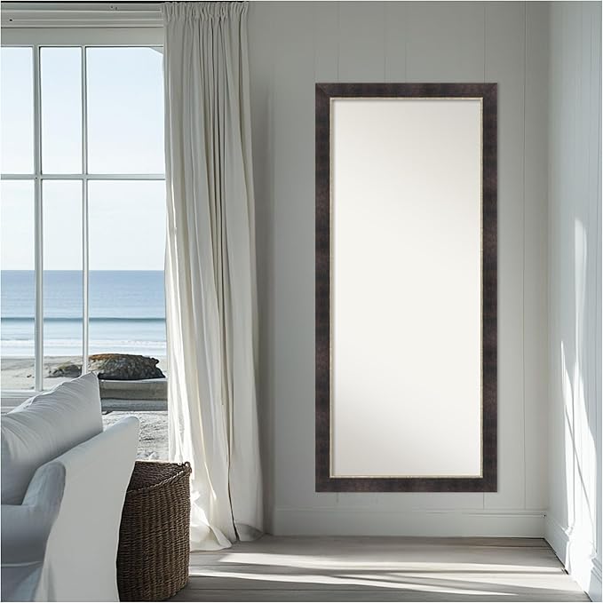 Amanti Art Bronze Full Length Mirror, 65x29 Odin Antique Bronze Tall Free Standing Body Wall Mirror Full Length for Dressing, Modern Contemporary Wood Frame, Lean on Floor or Hang, Wall Decor