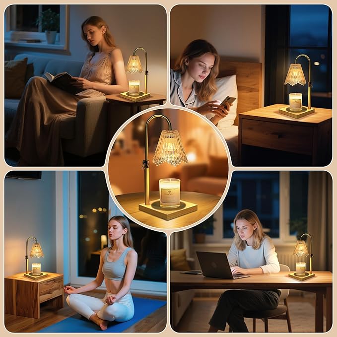 Candle Warmer Lamp with Timer Dimmable, Birthday Gifts for Women Mom, House Warming Gifts New Home Decor, Wax Melt Warmer for Jar Candles with 2 Bulbs