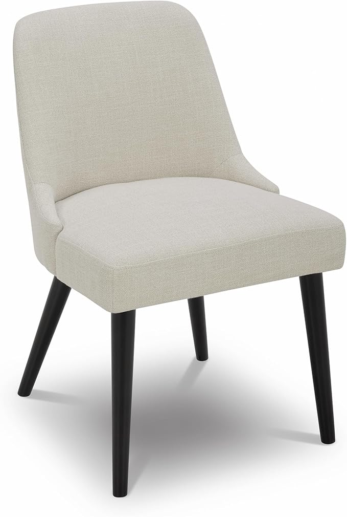 CHITA Mid-Century Modern Dining Chair, Upholstered Fabric Accent Chairs, Set of 2,Performance Fabric in Linen
