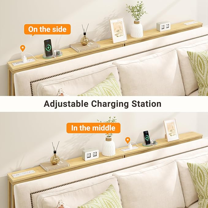 ELYKEN 5.9" Narrow Console Sofa Table with Power Outlets, 5.9" Dx39.4 Wx31.1 H Bamboo Behind Couch Table with Charge Station, Natural