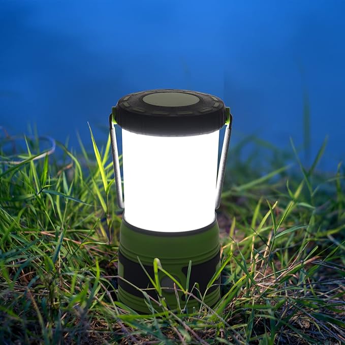 LED Camping lamp Super Bright 1500 lumens 4 Light Modes Dimmable searchlight Battery-Powered Emergency lamp Suitable for Night Hiking Tent Lighting Emergencies Power outages (Green X2)