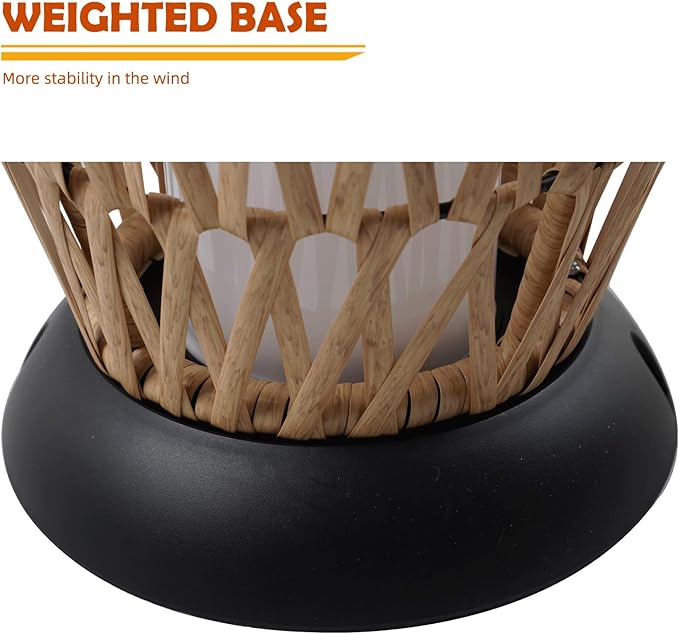Solar Yard Outdoor Solar Lamp Woven Wicker Boho Lantern Floor Lamp, Decoration for Garden, Deck, Yard, Pathway, Oslo