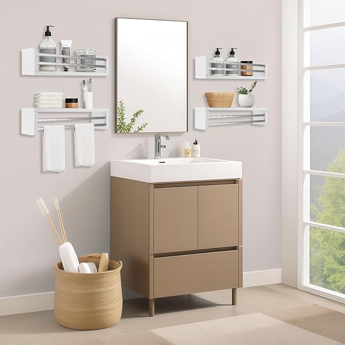 Nursery Wall Bookshelves 4-Pack, Floating Shelves for Kids Room Décor, Baby & Toddler Book Shelf Organizer, Solid Wood Wall-Mounted Rack for Books, Toys & Nursery Storage