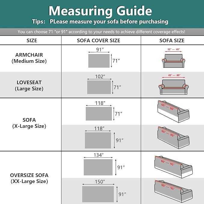 MYSKY HOME Sofa Covers & Slipcovers for 2 Cushion Couch, Living Room & Sectional Sofa Couch Covers for Dogs, Navy Blue (Large: 71" x 102")