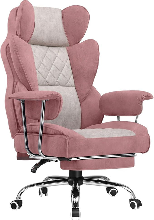 COMHOMA Big and Tall Gaming Chair with Pocket Spring Lumbar Support, Ergonomic Office Chair with Footrest, Executive Desk Chair with Outward Fixed Soft Armrests, Computer Chair with High Back, GYPK